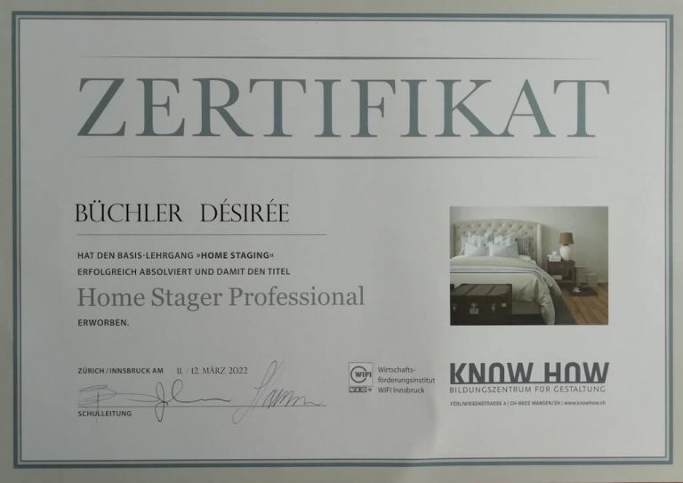 Raumgestaltung Romanshorn | Zertifikat