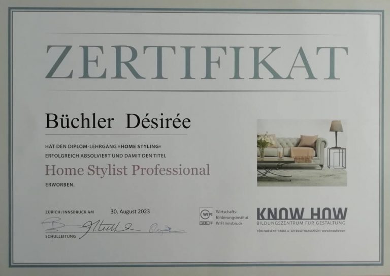 Raumgestaltung Romanshorn | Zertifikat